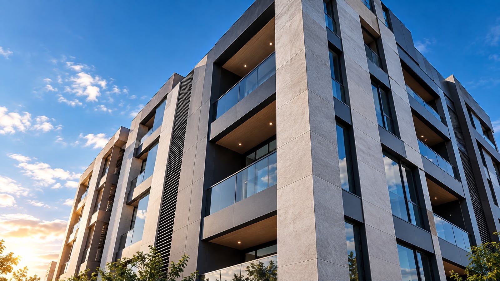 Imagem ilustrativa de edifício contemporâneo com fachada modulada